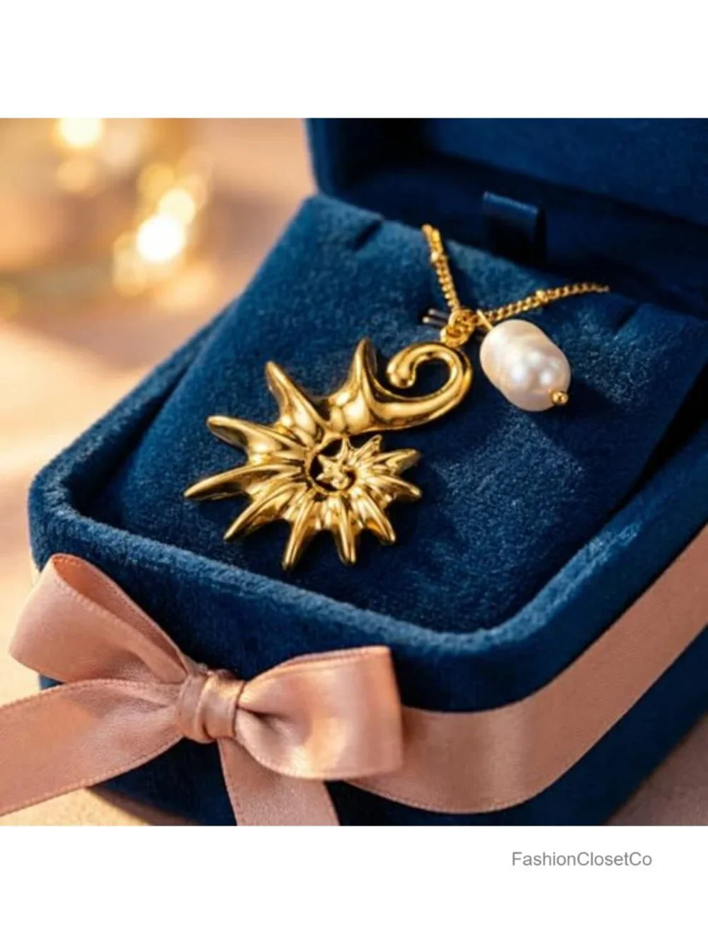 Gold Plated Conch Pendant Necklace Boho Seashell Charm